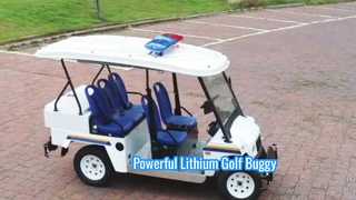 Παρακολουθήστε: Electric Golf Buggy 5 θέσεων με προειδοποιητικό φως εξοπλισμένο με βιτρίνα μπαταρίας λιθίου 48V